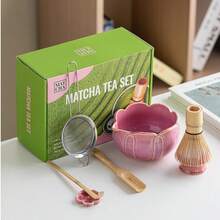1pc/5pcs/7pcs Set Petal Raku Matcha Tea Set, Pink/Green Optional, Matcha Bowl, Matcha Full Set Tools, Complete Matcha Tools, Matcha Whisk Set, Matcha Tools, Matcha, Matcha Plate, Matcha Tools, Cup, Matcha Related Products, Including Matcha Bowl, Matcha Whisk, Matcha Cup, Matcha Whisk, Matcha Spoon, Tea Bowl Set, Matcha Brewing Tools - Multicolor - View 8