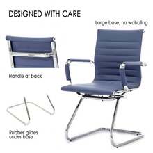 WAHSON OFFICE CHAIRS 4PCS PU Leather Office Chair Metal Frame Conference Chair For Meeting Room/Reception Area - 藍色四把 - 查看 8