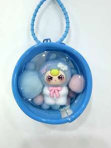 1 Set Dopamine Flocked Rabbit Flocked Doll With Round Transparent Bag Charm, Fur Ball Silicone Lanyard Bag Pendant, Birthday Gift, Party Favor - Multicolor - View 23