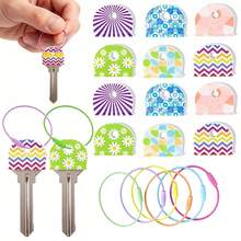 1/6/12pcs Floral Pattern Non-Slip Silicone Key Caps - Durable Non-Slip Key Identifiers, Suitable For Home, Office And Door Keys - Daily Essentials, Perfect For Family And Roommates, Keep Organized, Great Gift Choice - Multicolor - View 11