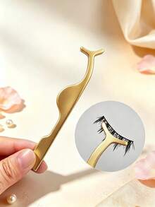 1 Pc Precision Stainless Steel Eyelash Tweezers, Multi-Functional Tool For Lash Extension, Lash Removal & False Eyelash Glue Application, Professional Eye Makeup Grooming Accessory For Women Home Salon Travel Daily Use - Multicolor - View 5