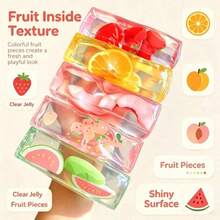 1pc New Realistic Fruit Jelly Strip Squishies Toys, Stress Relief Squeeze Toy Banana Series, Super Cute Realistic Strawberry Flavor Oversized Jelly Stress Relief Toy, Suitable As Party Favors, Party Gifts, Fun Stress Relief Item - Multicolor - View 3