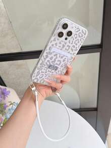 1pc Convenient Large Hole Card Holder Lanyard Cowhide Short Rope Phone Case, Easy To Carry Card Slot/Card Holder TPU Shockproof Protective Shell For Apple 11/12/13/14/15/16/17 Pro Max - Multicolor - View 3
