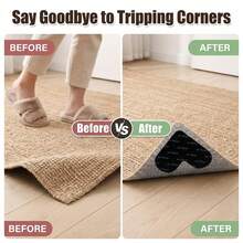 4/8/16/30pcs Mat Gripper -Washable & Reusable Mat Grippers For Laminate - Hardwood Floor - Suitable Mat Grippers For Marble, Wooden Floors & For All Types & Sizes Of Rugs - Black - View 4