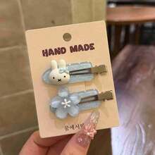 1 Set/2 Pcs 2026 New Cute Miffy Doll Hair Clips, Miffy Doll Fun Cute Pink & Blue Flower Hair Clips, Highly Attractive Cute, Suitable For Birthday, Party, Holiday, Fan And Gift, Surprise Doll, Gift For Friends And Family (Random Style) - Multicolor - View 2
