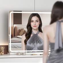 80cm Vanity Make-Up Mirror With LED Light Strip & USB Charge Table Wall-Mounted - White - View 7