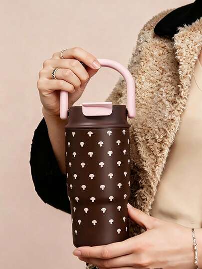 Premium Leopard Print Series Water Cup, High-Value Insulated Coffee Cup With Stainless Steel Vacuum Inner Liner, Summer Essential, 316 Stainless Steel Material, Leak-Proof Seal, 21.98oz Large Capacity Straw Cup, Suitable For Car, Office, Outdoor, Shopping, Sports, Travel, Student School Use, Valentine's Day Gift, Back To School Season Gift, Exquisite Holiday Gift For Men And Women