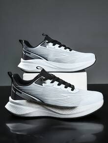 Men's Athletic Shoes, Breathable Fabric Upper And EVA Anti-Slip Sole, Fashionable Versatile Running Shoes, Suitable For All Seasons. - White and Black - View 16