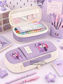 SANRIO Cute Hello Kitty Print Large Capacity Pencil Case, Multi-Function Pencil Box, Cosmetic Storage Travel Bag, Aesthetic Campus Stationery Organizer - Multicolor - View 11