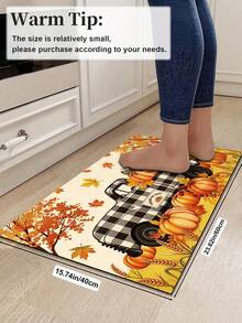 1/2pcs Thanksgiving Pumpkin Truck Pattern, Vintage Diatomaceous Earth Mat, Super Absorbent, Non-Slip, Perfect For Bathroom, Kitchen And Dining Room, Quick Dry, Machine Washable, Perfect Gift For Home Decor And Bathroom Mat. - Multicolor - View 13