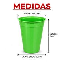 Kit 24 Copos 300ml Plástico Colorido Resistentes Festa Cozinha lembrancinha Bebidas Água Suco - Verde - Visão 4