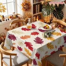 1/2pcs Autumn Tablecloth, Autumn Maple Leaf Watercolor Style Polyester Tablecloth Suitable For Dining Table, Kitchen, Coffee Table, Picnic, Camping, Country Farmhouse Decor, Holiday Tabletop Protection, Multi-Scenario Universal - Multicolor - View 7