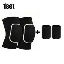 1pc/1pair Soft Breathable Knee Pads/1 Set Knee Pads And Wrist Guards Combination, Knee Protection Sleeve, Fitness Accessory, Knee Support, Sports Knee Pads, Gym Knee Pads - Black - View 6