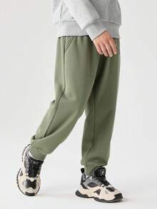 Balabala BalaOne 男童秋冬長褲，兒童運動休閒長褲，女童適用 - 軍綠 - 查看 3