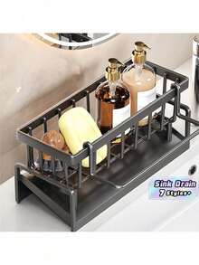1 buah Rak Organizer Wastafel Dapur, Rak Penyimpanan Kamar Mandi, Tempat Spons Keran Dapur, Rak Spons Pengering, Dapat Menampung Sabun, Sikat, Handuk, Kain Gosok, Perlengkapan Kamar Mandi dan Dapur - MultiWarna - View 3