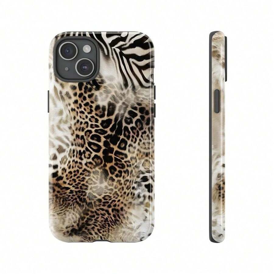 Animal Print Cheetah Zebra Tiger Phone Case Retro Design, Aesthetic Phone Cover For IPhone 16 Pro Max, , Pixel - 白色 - 查看 1