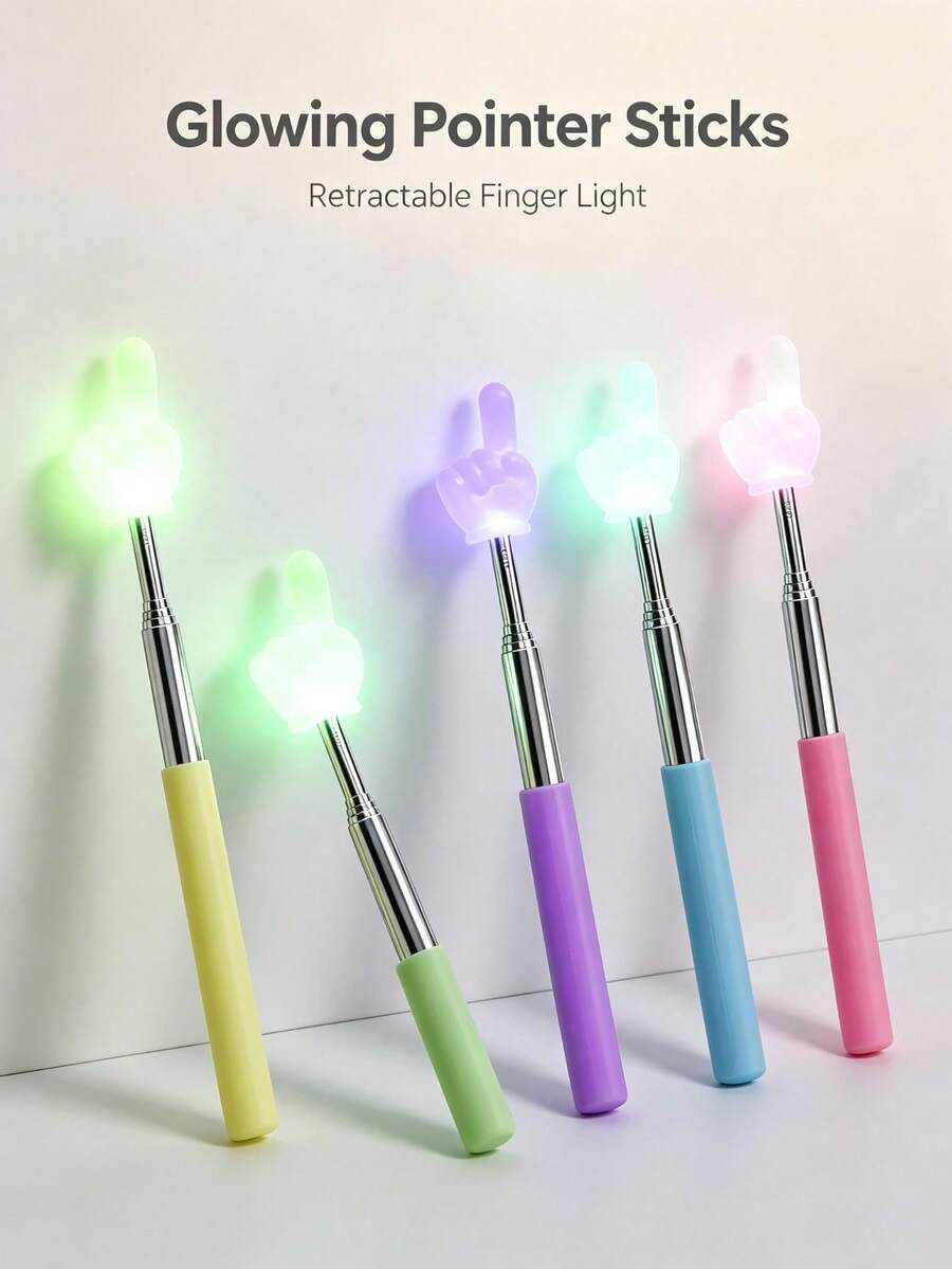 3pcs Retractable Thumb Reading Stick, Retractable Finger Pointer, Special Guide Stick For Teachers, Multi-Color High Aesthetics, Compact And Portable, Suitable For Home Reading, Blackboard And Piano Teaching Assistant Tool - Multi-color - View 1
