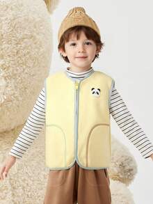 Balabala Kids Cozy Fleece Vest Warm Lightweight Layer For Boys And Girls - Yellow-green Hue - View 2