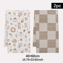 2PCS Kitchen Towels Brown Plaid Striped Print Microfiber Kitchen Towels, Modern Minimalist Style 40*60cm Rectangular Dish Cloth, Tablecloth, Hand Towel, Kitchen Decor, Home Decor, Neighbor Housewarming Gift, Kitchen Bathroom Supplies Home Essentials - Apricot - View 12