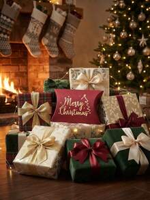 20/10 Buah Kotak Kemasan Hadiah - Kotak Bantal Beremboss Emas Natal. Kotak Hadiah Selamat Natal, Kotak Kertas Pembungkus Hadiah Advent. Cocok untuk Halloween, Pesta Natal, Pesta Ulang Tahun, Pemberian Hadiah Liburan, dan Kemasan Kotak Hadiah Lainnya. (Merah) - Darah - View 6