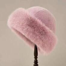 1pc Women's Thick Blended Textured Casual Warm Bucket Hat, Suitable For Daily Wear, Autumn/Winter - D - View 7