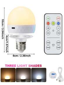 1pc Remote Control RGB LED Bulb, Rechargeable Detachable Magnetic E27 Screw-In Light, Dimmable 15 Colors Timing Ambient Lamp For Closet, Bedroom, Festival Decor - 1 - View 7