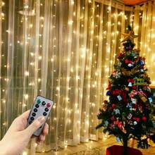 1pc Curtain Light, LED Fairy Lights With Remote Control, 8 Modes, USB Powered, Suitable For Bedroom Window Indoor String Lights, Christmas, Party, Wedding, Holiday Lighting Decoration - USB Curtain Light - View 14