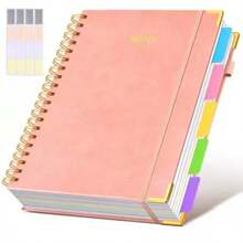 1pc Premium Hardcover Spiral Notebook, 300 Pages 5-Section Design With Removable Tabs, Large Capacity B5/A5 Lined Notepad, Student Learning Office Record Book, Essential Back To School Stationery - Multiple Styles - View 14