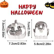 Halloween Cookie Cutter Set, 2pcs Stainless Steel Cookie Cutters - Pumpkin, Ghost, Suitable For Halloween Party Decoration - Silver - View 2