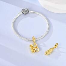 1 Peça Pingente de Pulseira Banhado a Ouro 18K com Fênix Brilhante, Urso, Tartaruga, Flor e Coração para Fabricação de Joias DIY, Escolha Ideal para Presente de Joias para Mulheres - Dourado - Visão 10