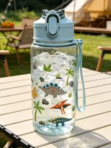 1pc 500ml Straw Cup, Cute Cartoon Water Bottle For Summer, Back To School, Sports, Outdoor, Home, Camping, Portable - Multicolor - View 5