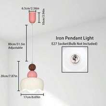 1PC French Vintage Cream Style Small Pendant Light, E27 Socket, Hardwired, Suitable For Bedroom Bedside, Children's Room, Dining Island, Etc., Bulb Not Included - Multicolor - View 6