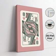 1 pieza Decoración de arte de pared Póster de moda, Impresión de arte de la Reina del Corazón Rojo, Pintura en lienzo de cartas de juego rosa y verde, Decoración de sala de estar, Diseño estético de dormitorio, Regalo para amigos, Regalo de inauguración de casa, Sin marco - G - Ver 11