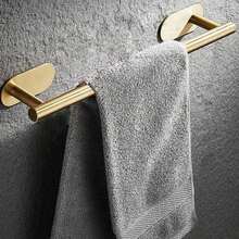 5pcs Stainless Steel Bathroom Towel Ring, Towel Bar, Bathroom Hook Set, Bathroom Storage Rack, Toilet Paper Holder, Storage Hook For Hotel - Square Bottom Nail-free - View 6