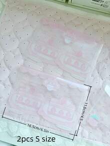 A4/A6 Sweet Macaron Color Strawberry Pattern Transparent Sealed Bags, Cartoon Cake Print Frosted Self-Sealing Bags, Sweet Style Small Packaging Bags, Suitable For Handmade Gifts And Stationery Supplies - A - View 12