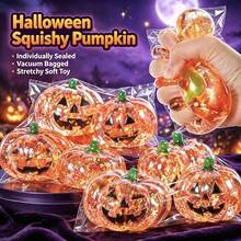 1pc Pumpkin-Shaped Stress Relief Squeeze Toy, Glitter Transparent Fingertip Sensory Toy, Halloween Party Decoration Gift, Children's Christmas Birthday Gift, Random Colors. - Multicolor - View 3