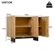 Modern Sideboard, Black Natural Wood With Adjustable Shelves - 黑與自然 - 查看 2