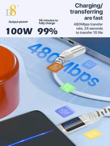 D8 USB C 轉 USB C 數據線 100W/5A PD 快充線，附 LED 顯示螢幕，相容 IP 16/15 Max/13/15Pro/Galaxy S23 S23+ S23 Ultra S22 S22+ S22 Ultra S21/ S21+/ S21 Ultra S20/ S20+/ S20 Ultra Note 20/ 20 Ultra Note 10/ Note 10 Plus A90 A80 A72 A71 A70 - 彩色 - 查看 6