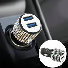 1件裝鑽石閃亮 2/4/6/8孔車用充電器，3合1充電線，快速充電，Type C、USB，車用轉接頭，USB A轉Type C、Type C轉Type C，相容手機、行車記錄器、GPS，男女適用，節日/生日禮物 - 彩色 - 查看 33