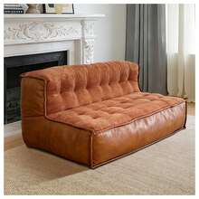 Elegant Two-Seater Sofa With Curved Button-Tufted Back And Space-Saving Profile For Cozy Living Rooms And Modern Interiors - 棕色 - 查看 1