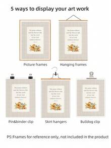 1pc Frameless Christian Fall Pumpkin Striped Isaiah Verse Wall Art Dorm Gift - Multi-color - View 8