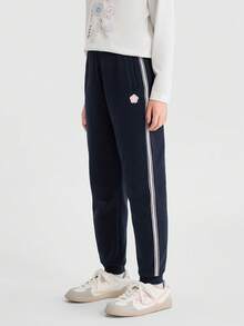 Balabala BalaOne 女孩抓絨內裡運動長褲 秋冬保暖運動服 - 深藍 - 查看 2