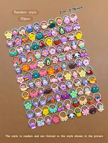 50pcs Random Style Colorful Daily Decorative Hair Ties - Multicolor - View 9