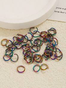 100 piezas de anillos abiertos de acero inoxidable, color degradado estilo punk para hacer joyas, accesorios DIY, conectores de anillos dobles abiertos - Degradado - Ver 5