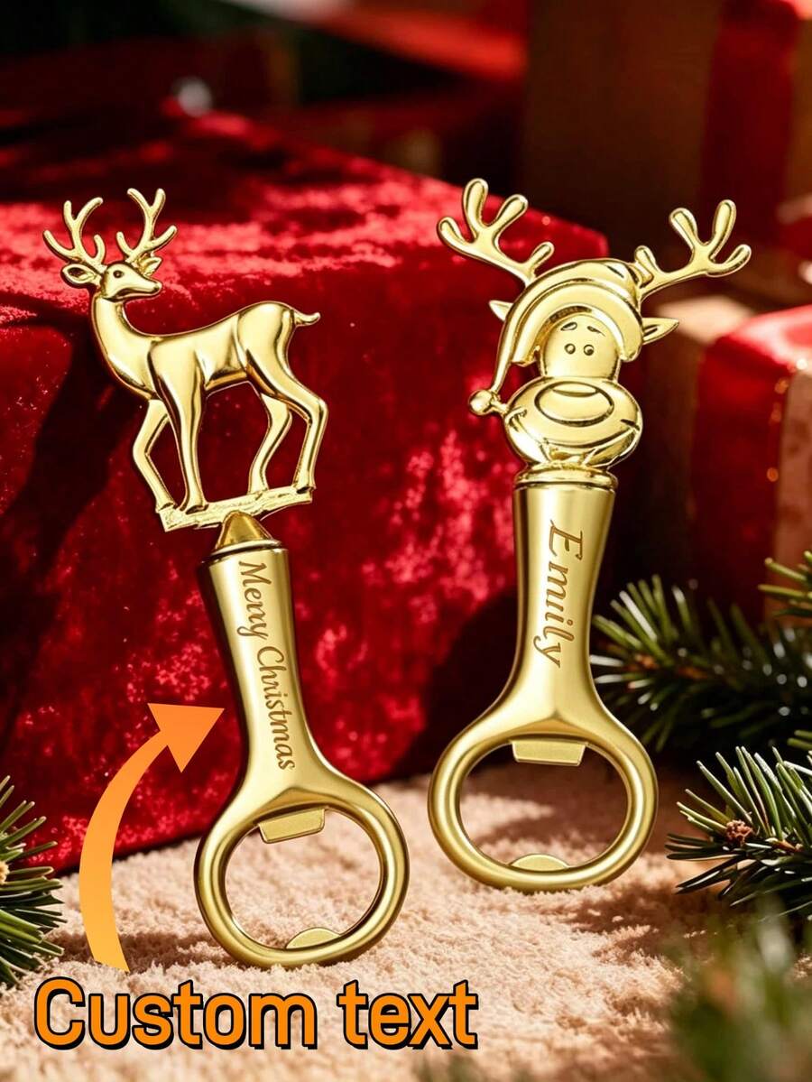 1PC/Personalized Christmas Themed Bottle Opener, Rust-Resistant And Wear-Resistant, Creative Party Bottle Opener Gadget, Holiday Gift, Christmas Gift For Friends And Family - Multicolor - View 1