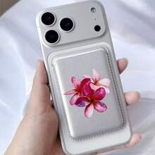 Lily Flower Print Magnetic Phone Card Holder, PU Leather Magnetic Absorption Card Pocket, Slim Back Adhesive Card Wallet For Smart Phone - Multicolor - View 9