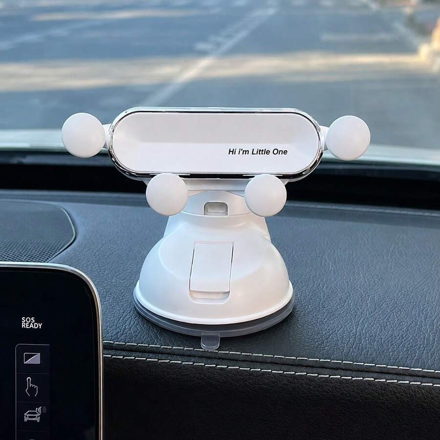 新款汽車手機支架－汽車配件儀表板吸盤式支架，重力感應自動夾持，防震穩定，可折疊設計，可愛文字，通用款，適合導航使用，女性駕駛者首選