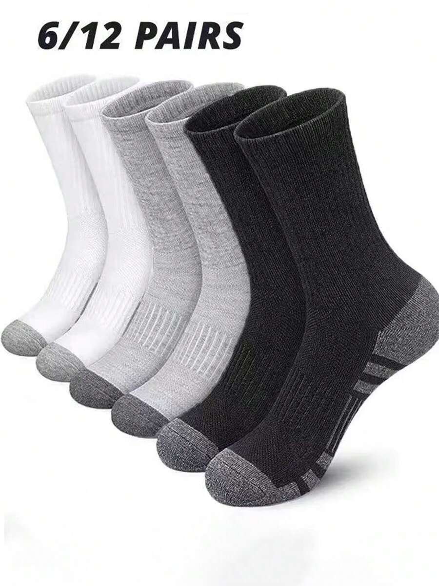 6/12 Pasang Kaos Kaki Olahraga Kasual Serbaguna Bernapas Manset Tinggi Setengah Betis - MultiWarna - View 1