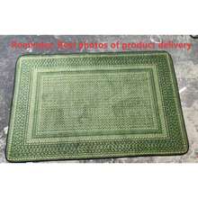 1 Peça Tapete de Porta com Padrão de Borda Multicamadas Verde, Tapete Retangular de Flanela Estilo Campestre Vintage, Detalhe de Borda com Textura Trançada, Tapete de Entrada Antiderrapante, Absorvente e Resistente a Manchas, Adequado para Banheiro, Cozinha, Porta da Frente e Uso Diário em Todas as Estações - Multicolorido - Visão 5