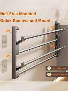 1pc No-Drill Wall-Mounted Slippers Rack, Bathroom Storage Solution, Home Shoe Rack, Hanging Shoe Rack, Suitable For Small Spaces, Apartment Living, Bathroom Storage, Suitable For Families And Renters, Space-Saving, Moving Into A New Home - Multicolor - View 3